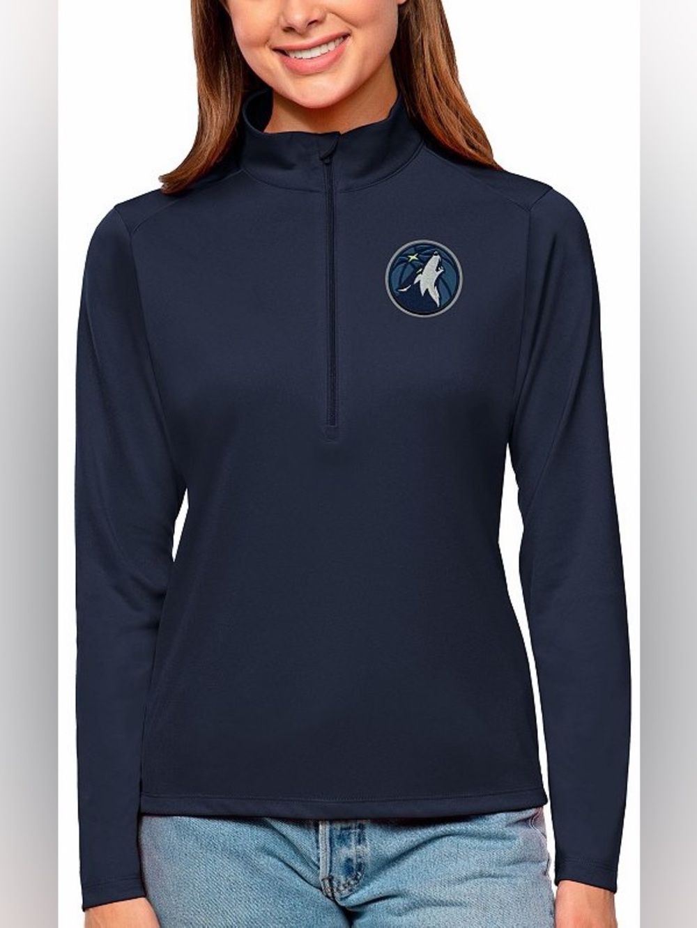 Antigua Minnesota Timberwolves Intent Quarter Zip Pullover Navy S